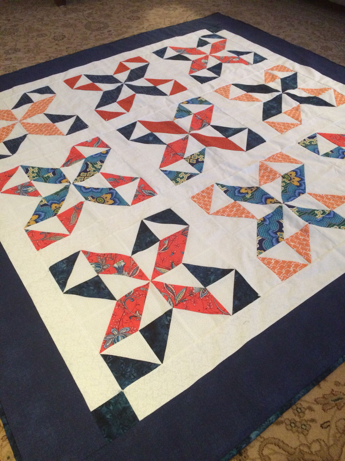 Blue and Orange Lap Quilt