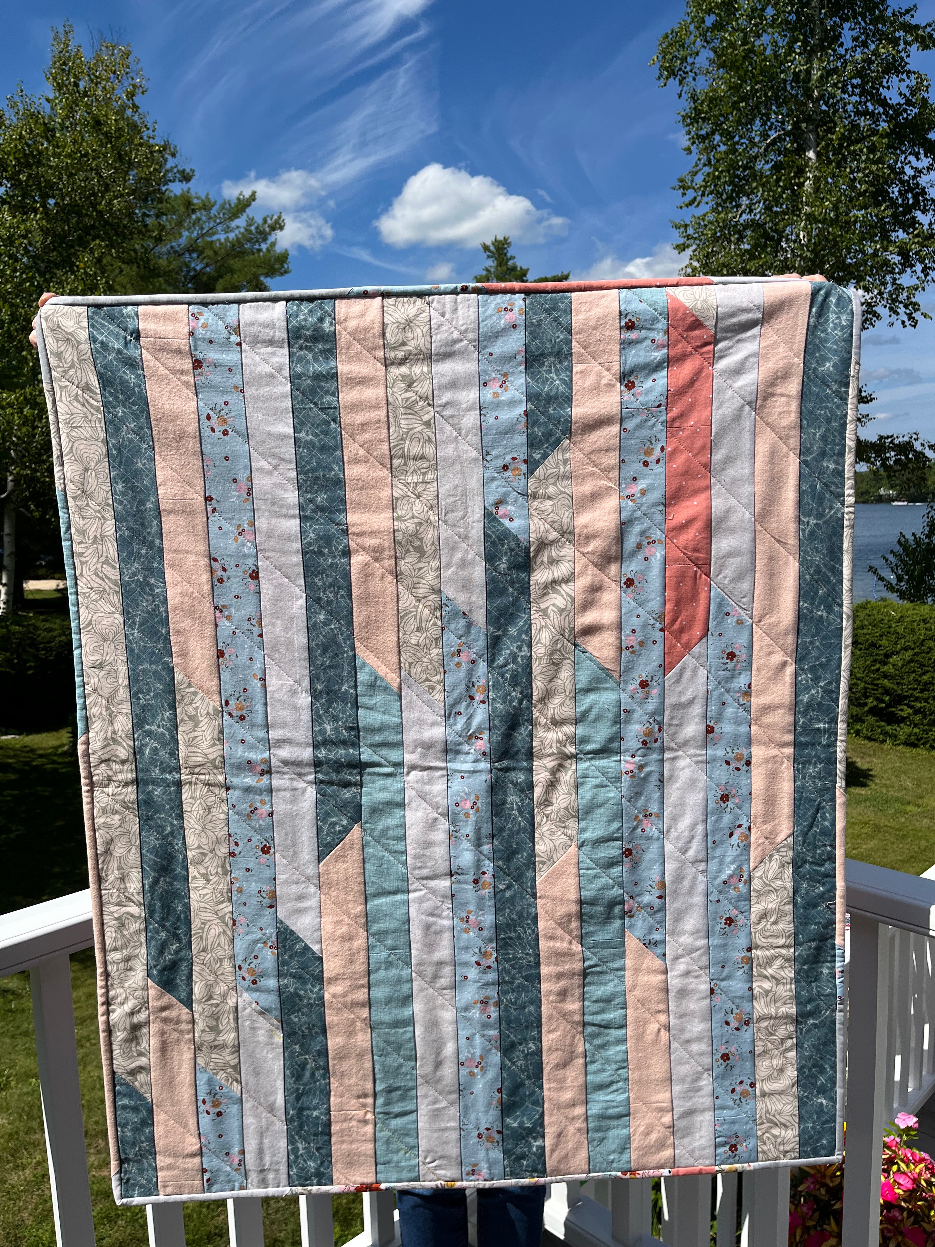 Whimsical Pink/Blue Baby Quilt