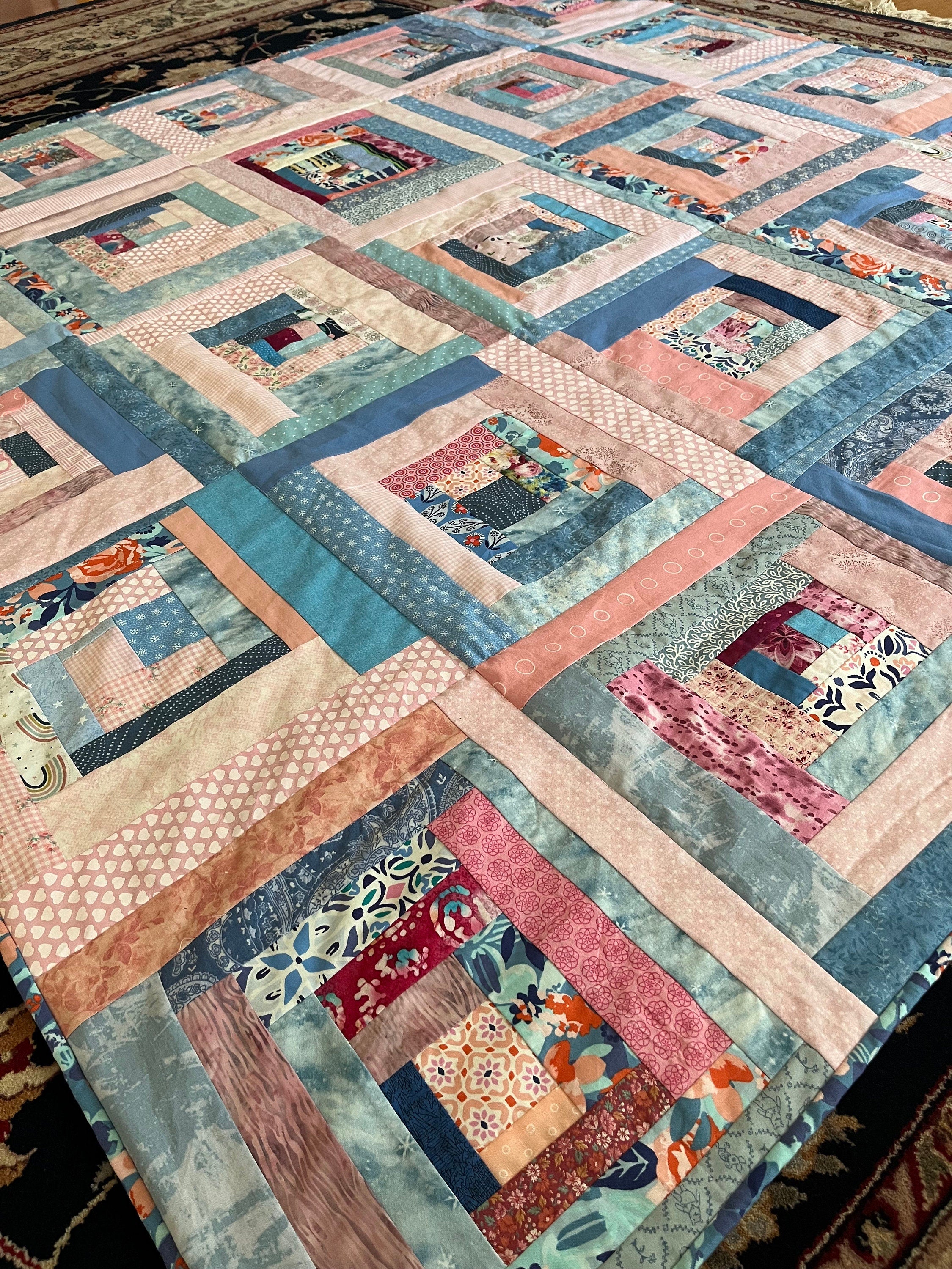 Pink no Blue! Scrappy Log Cabin Quilt