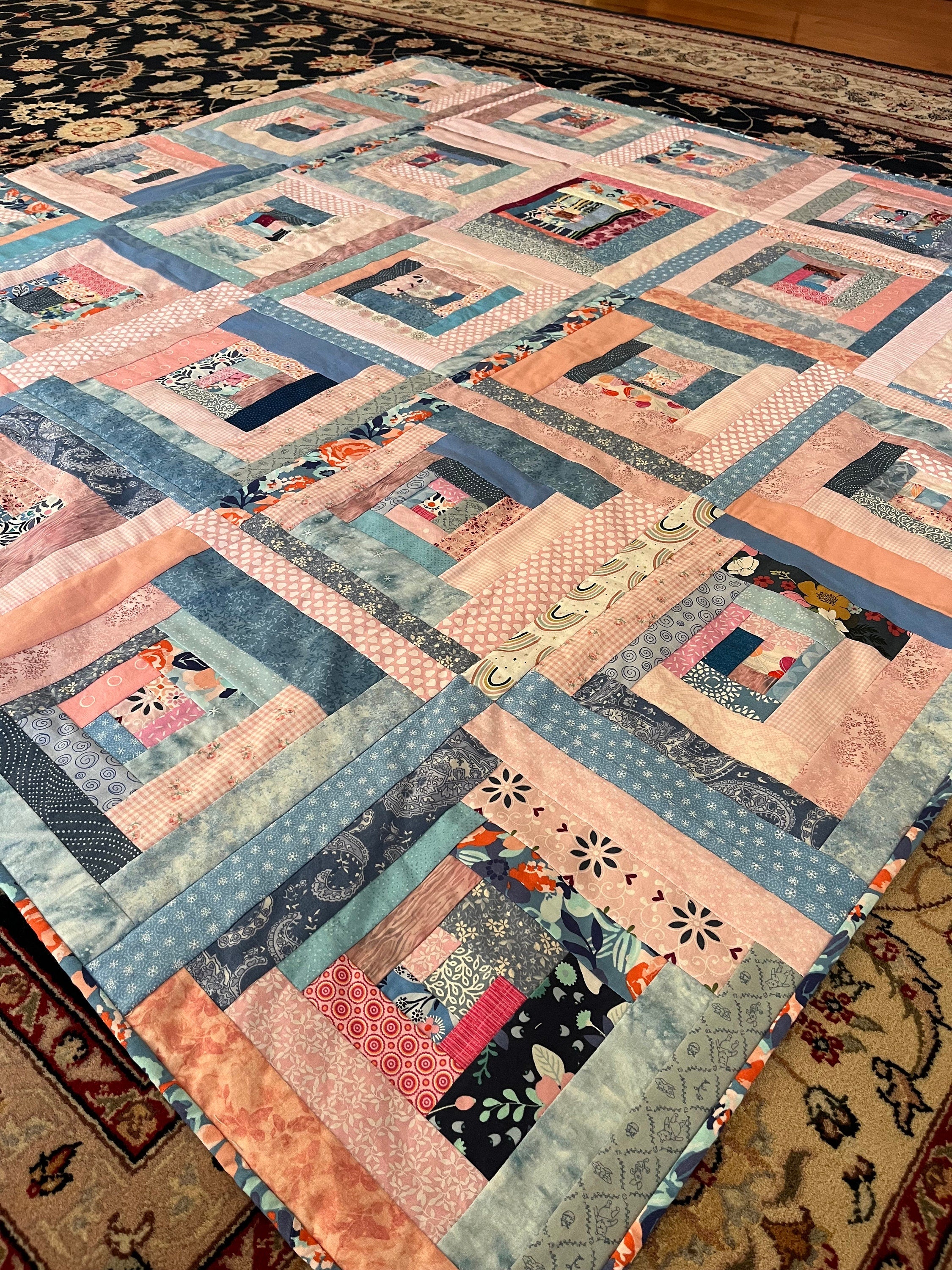 Pink no Blue! Scrappy Log Cabin Quilt